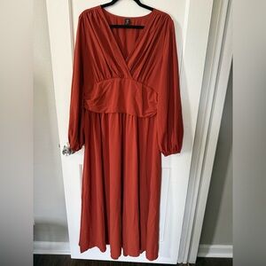 Long sleeve burnt orange dress